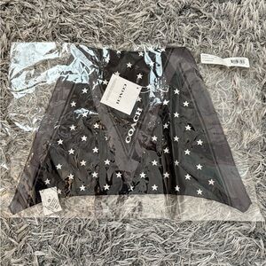 Coach Star Print Silk Diamond Scarf - Charcoal/Silver - NWT